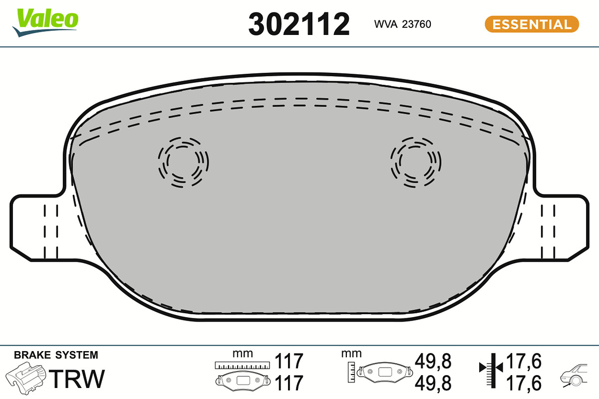 Jeu de 4 plaquettes de frein VALEO ref. 302112